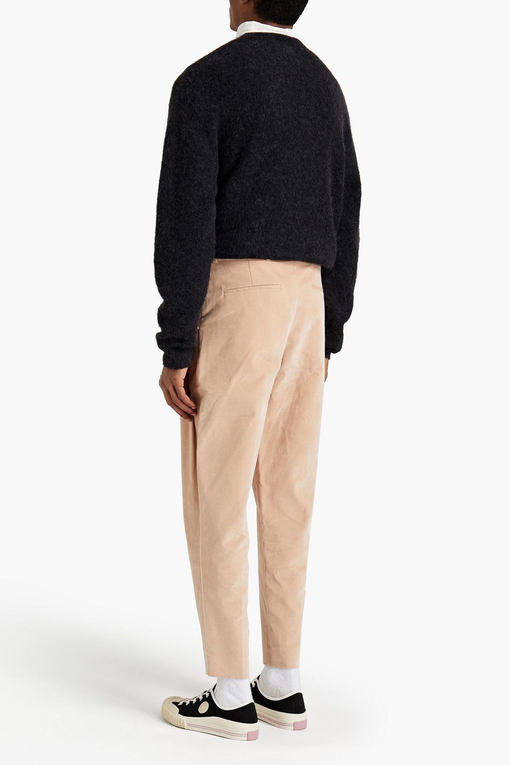 ACNE STUDIOS Tapered cropped pleated cotton-velvet suit pants