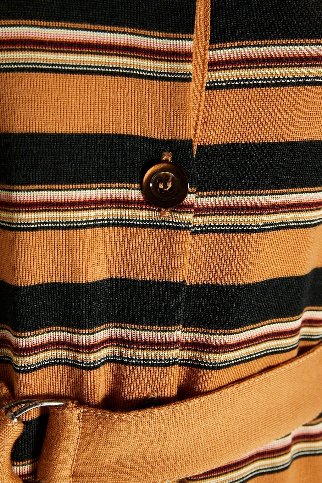 CHLOÉ Belted striped wool-blend midi shirt dress