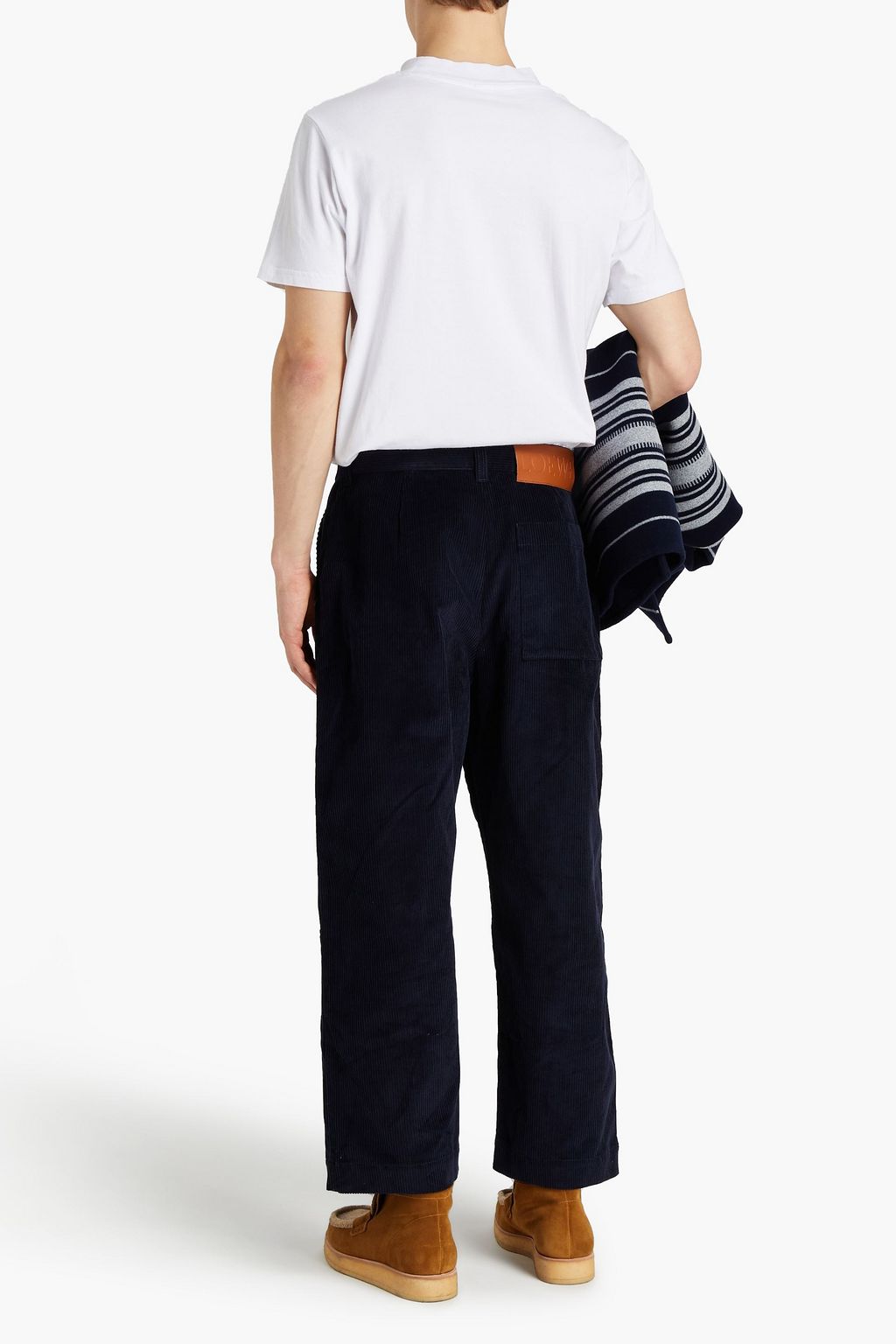 LOEWE Cropped logo-appliquéd cotton-corduroy pants