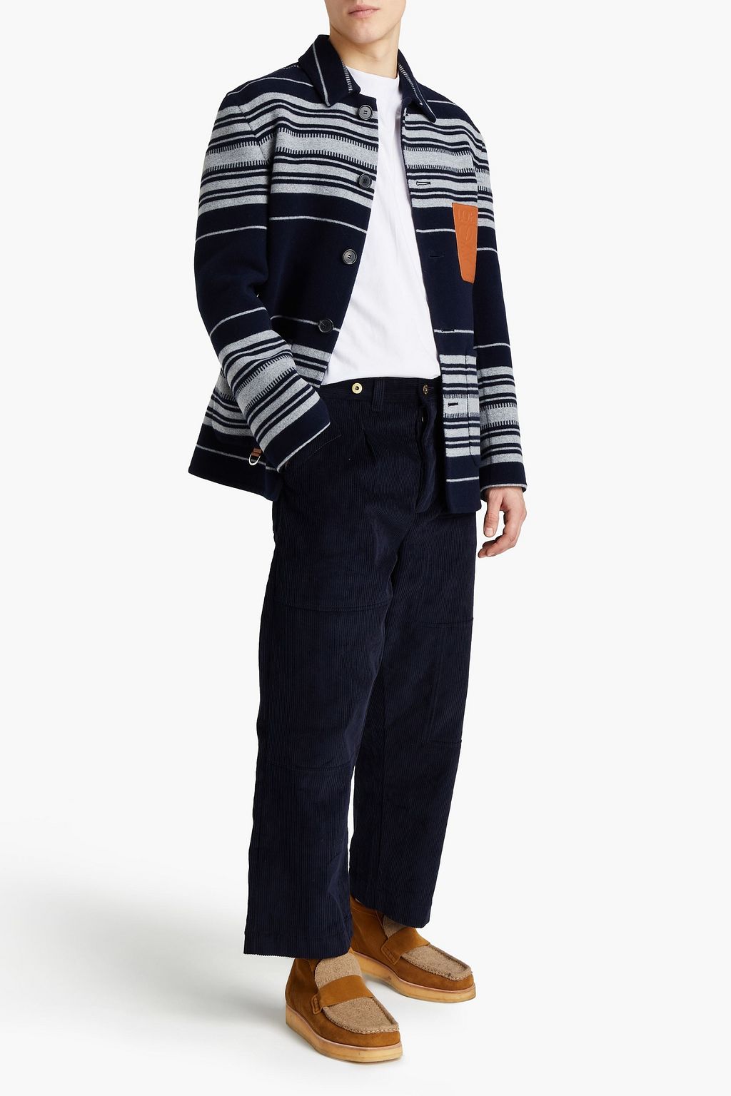 LOEWE Cropped logo-appliquéd cotton-corduroy pants