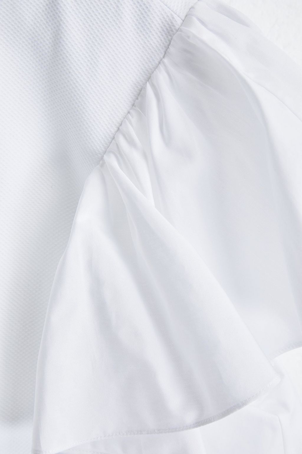 MCQUEEN Piqué-paneled ruffled cotton-poplin blouse