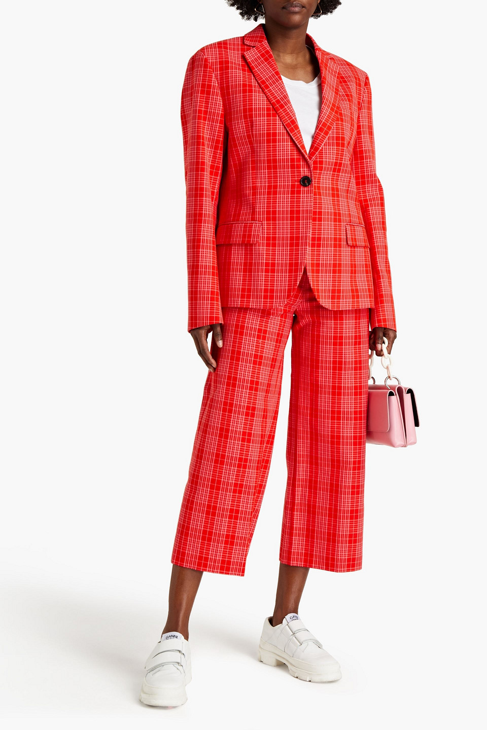 Msgm Checked Cotton-twill Blazer In Red