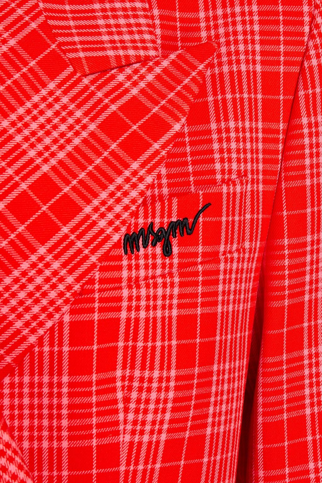 MSGM Cropped double-breasted checked cotton-twill blazer