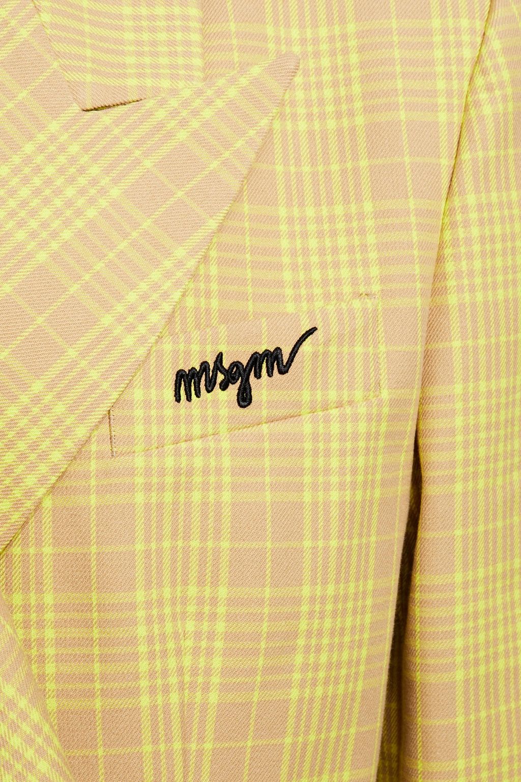 MSGM Cropped double-breasted checked cotton-twill blazer