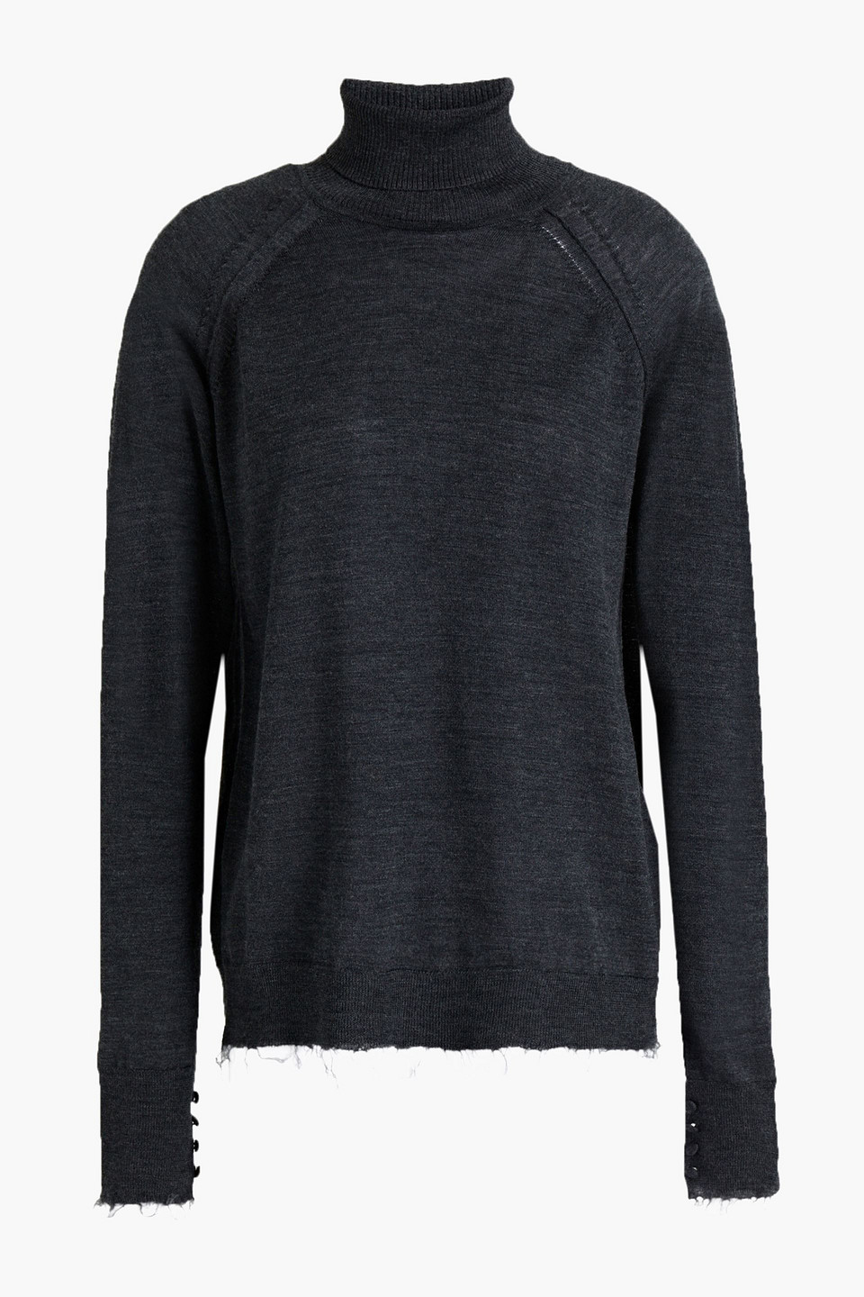 acne studios - frayed mélange wool turtleneck sweater - gray - xxs