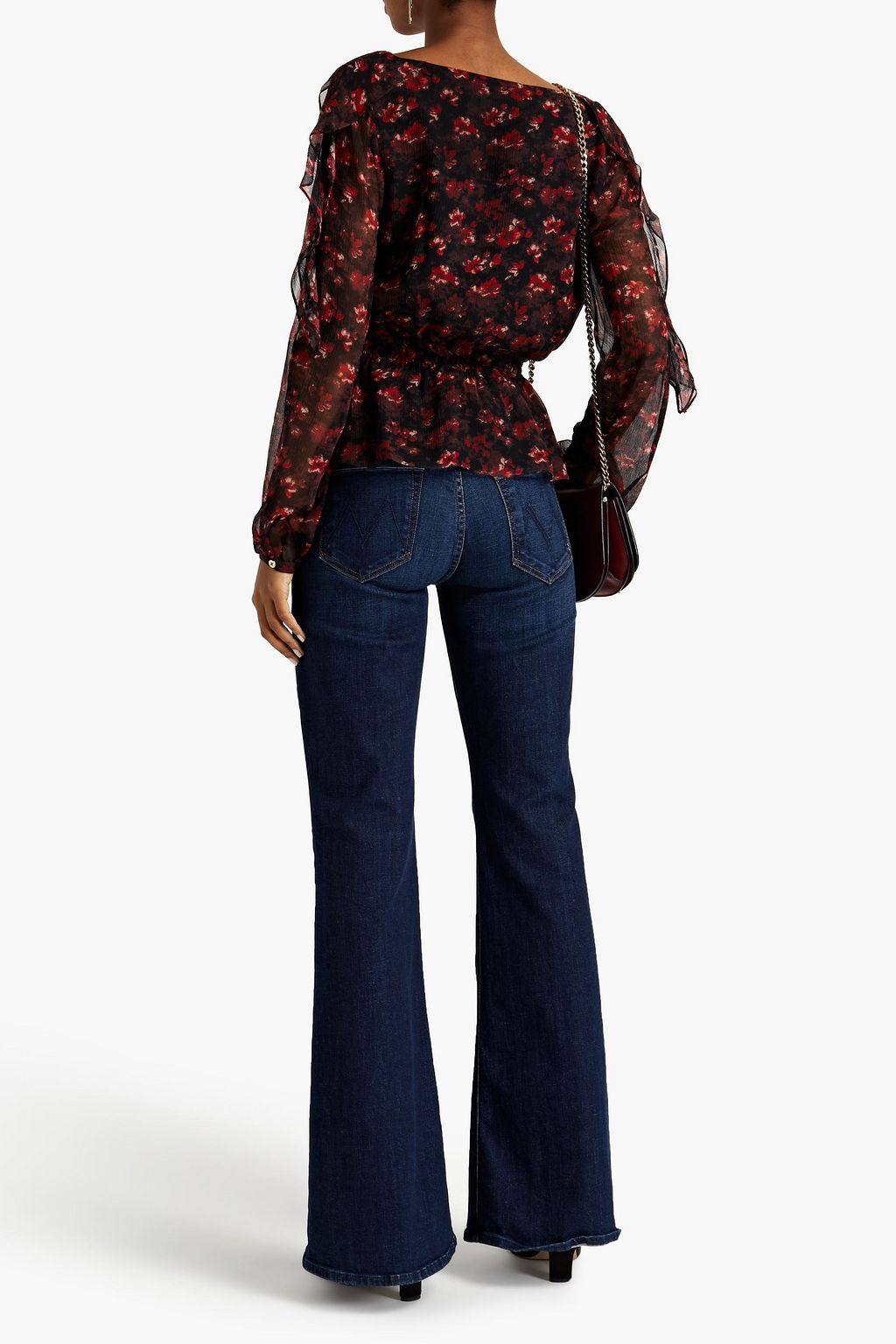 RACHEL ZOE Ruffle-trimmed floral-print silk-crepon blouse