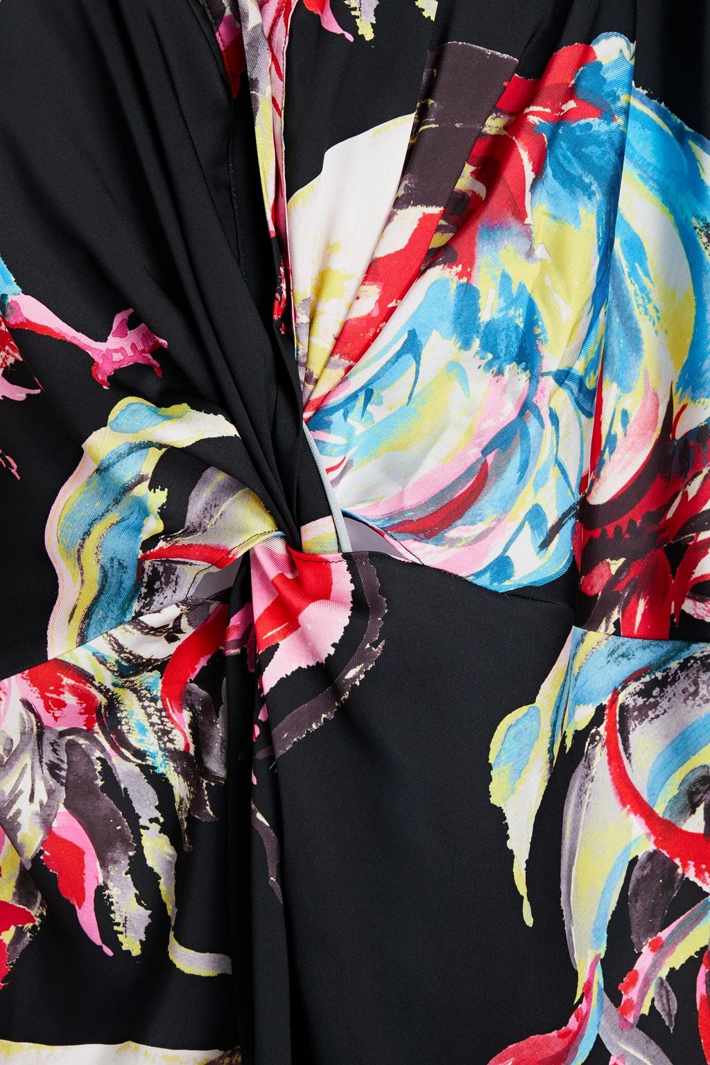 MSGM Twisted printed satin-twill midi dress