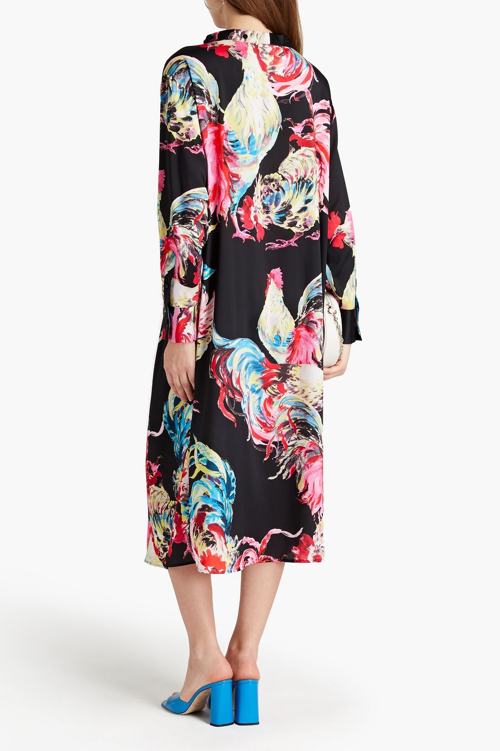 MSGM Twisted printed satin-twill midi dress