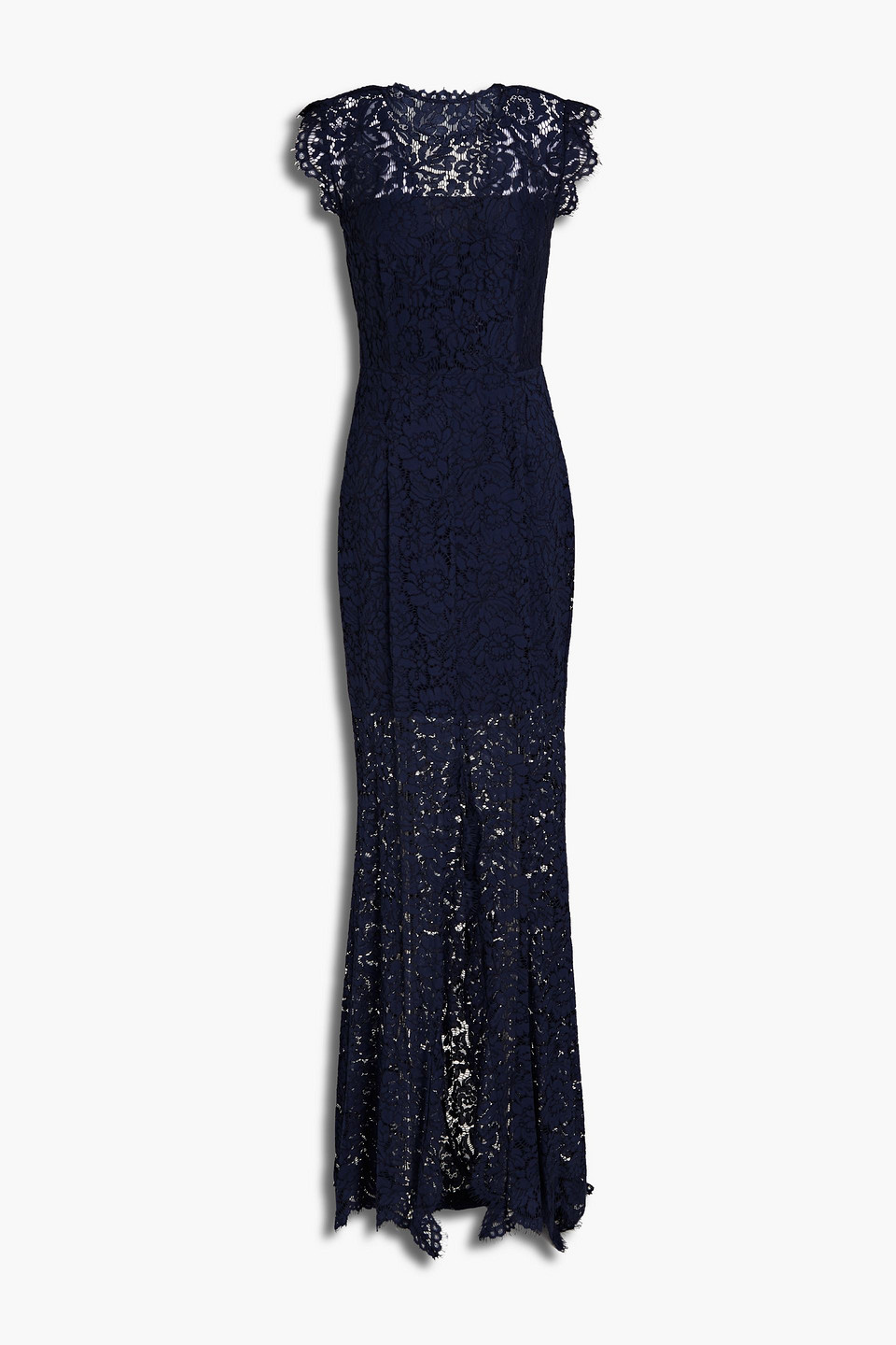 Rachel Zoe Woman Open-back Corded Lace Gown Navy