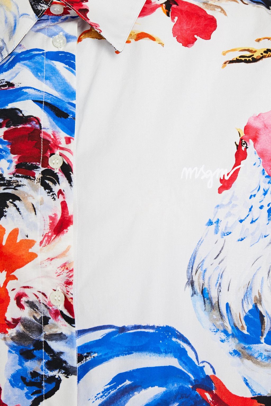 MSGM Printed cotton-poplin shirt