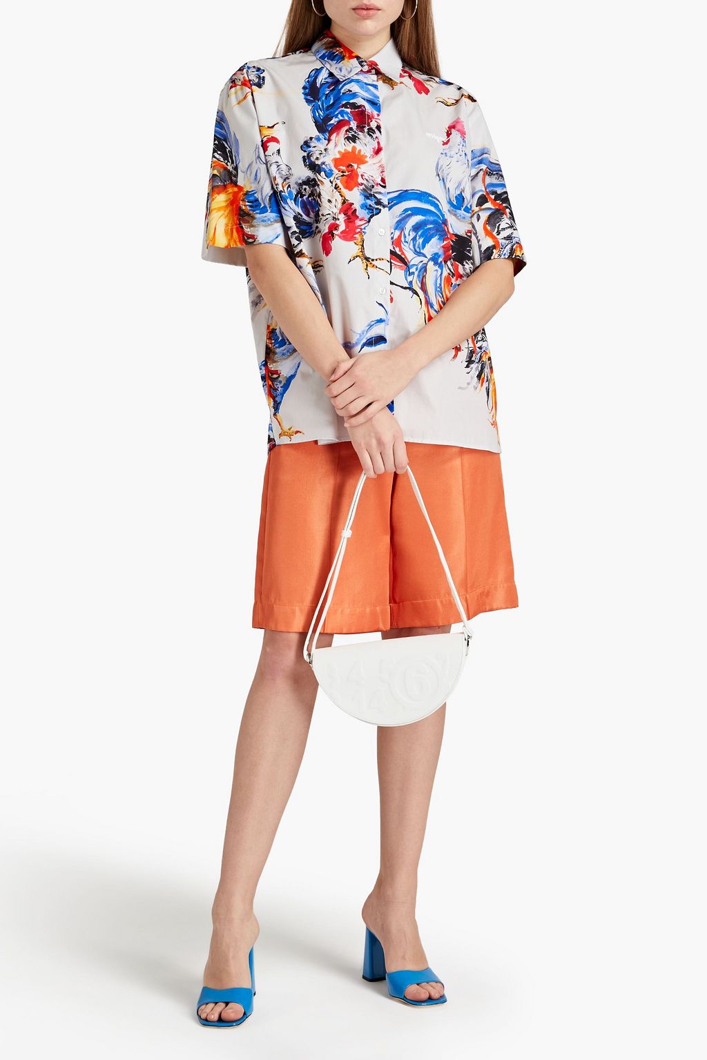 MSGM Printed cotton-poplin shirt