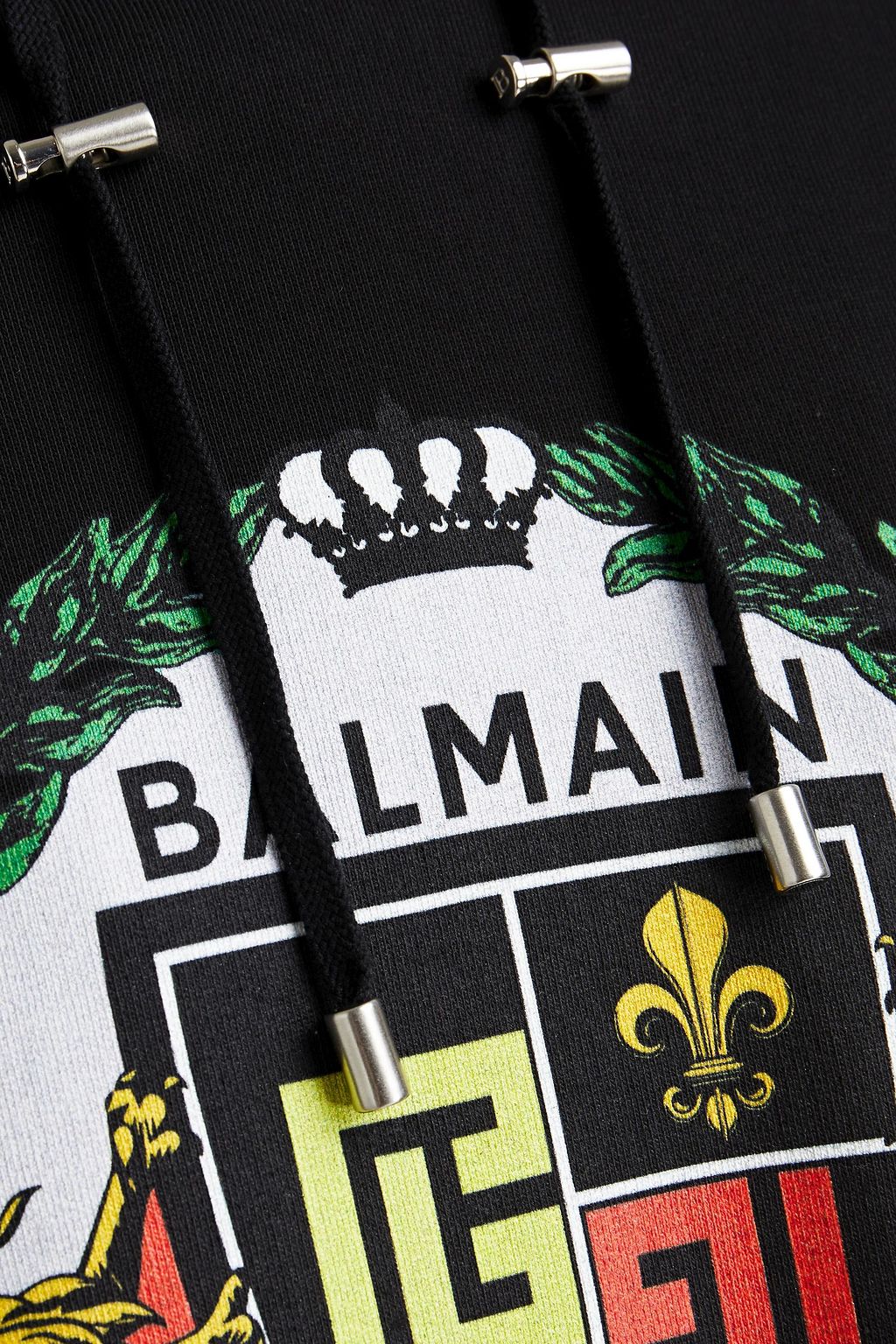 BALMAIN Printed French cotton-terry hoodie