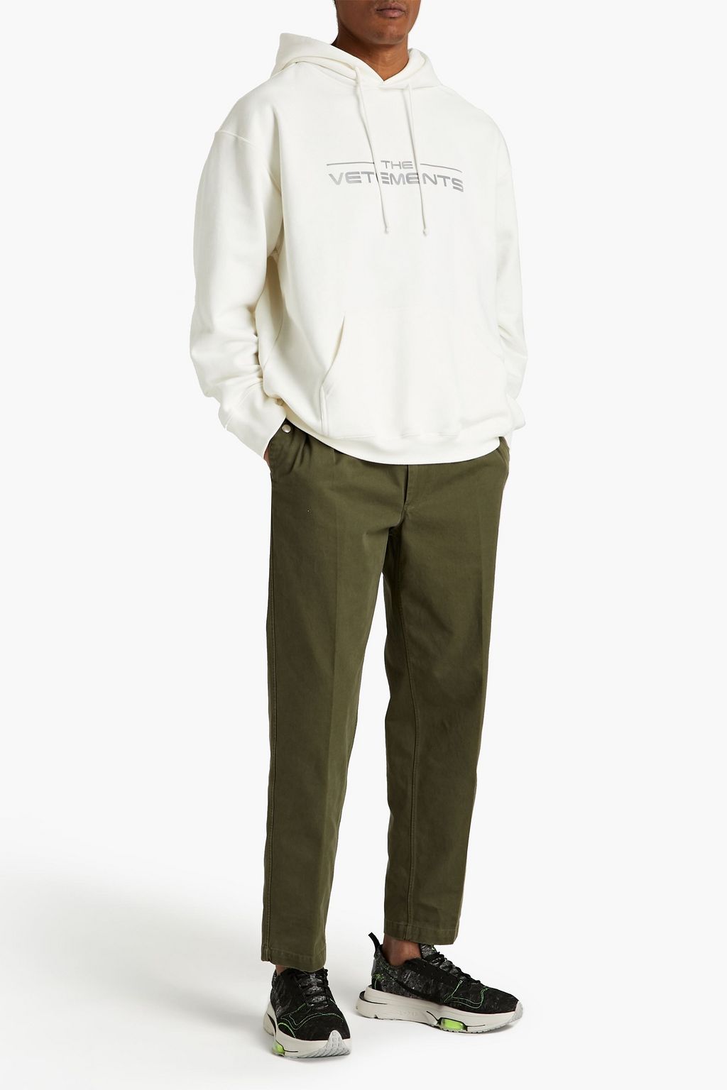 VETEMENTS Printed French cotton-blend terry hoodie