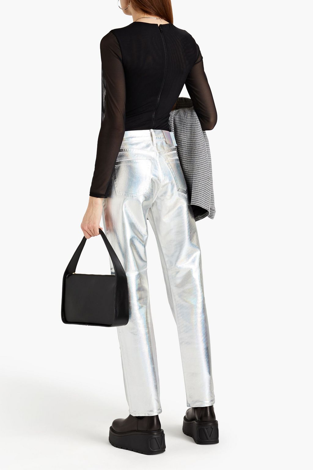 ACNE STUDIOS BLÅ KONST Iridescent coated high-rise straight-leg jeans