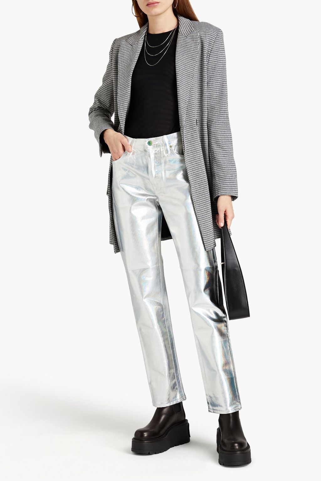 ACNE STUDIOS BLÅ KONST Iridescent coated high-rise straight-leg jeans