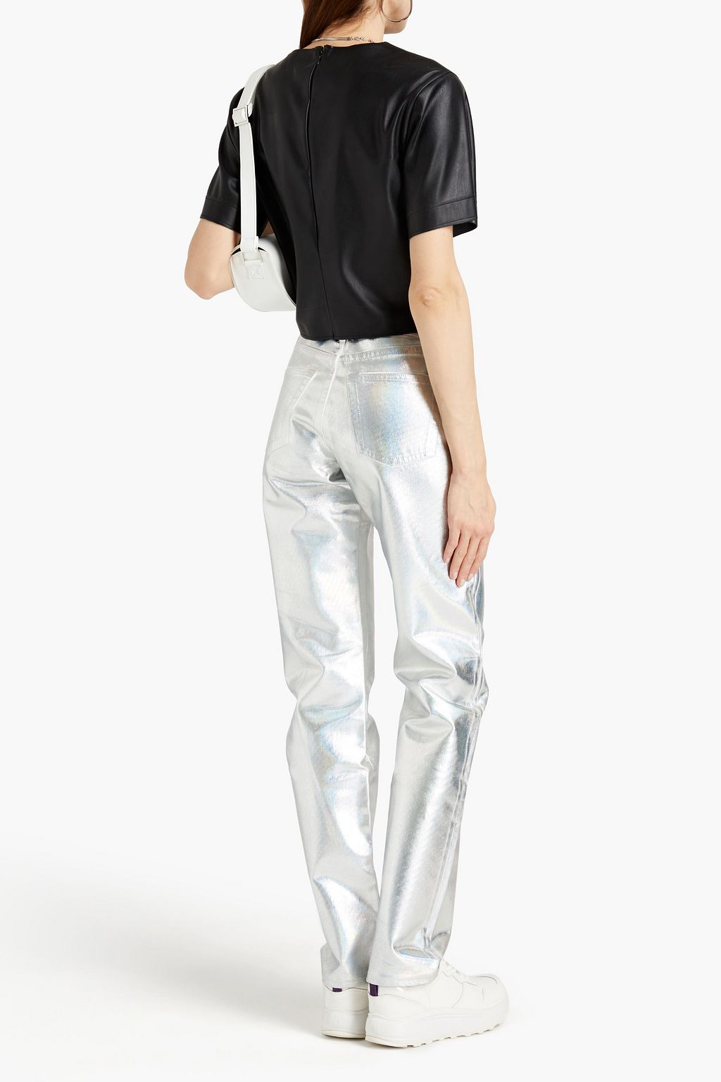 ACNE STUDIOS BLÅ KONST Iridescent coated high-rise straight-leg jeans