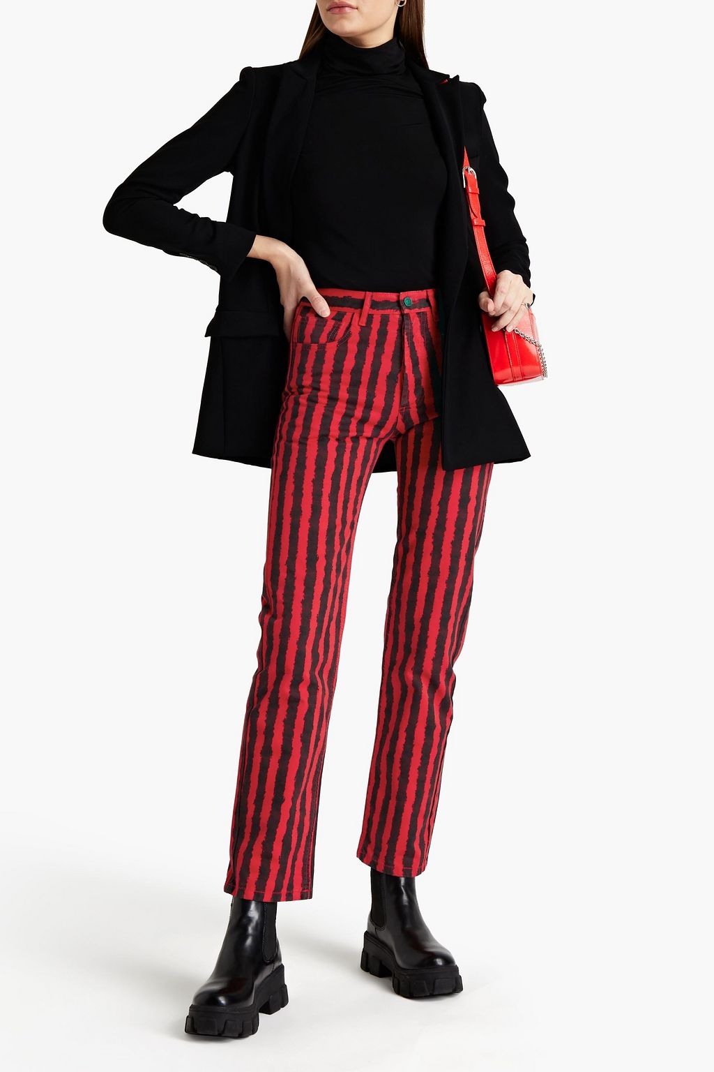KENZO X KANSAI YAMAMOTO Striped high-rise straight-leg jeans