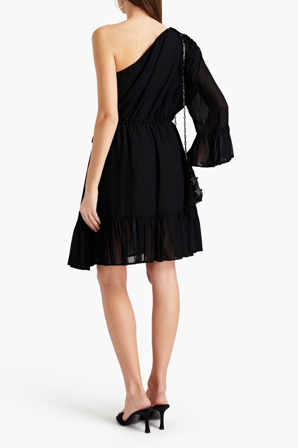 MSGM One-shoulder gathered georgette mini dress