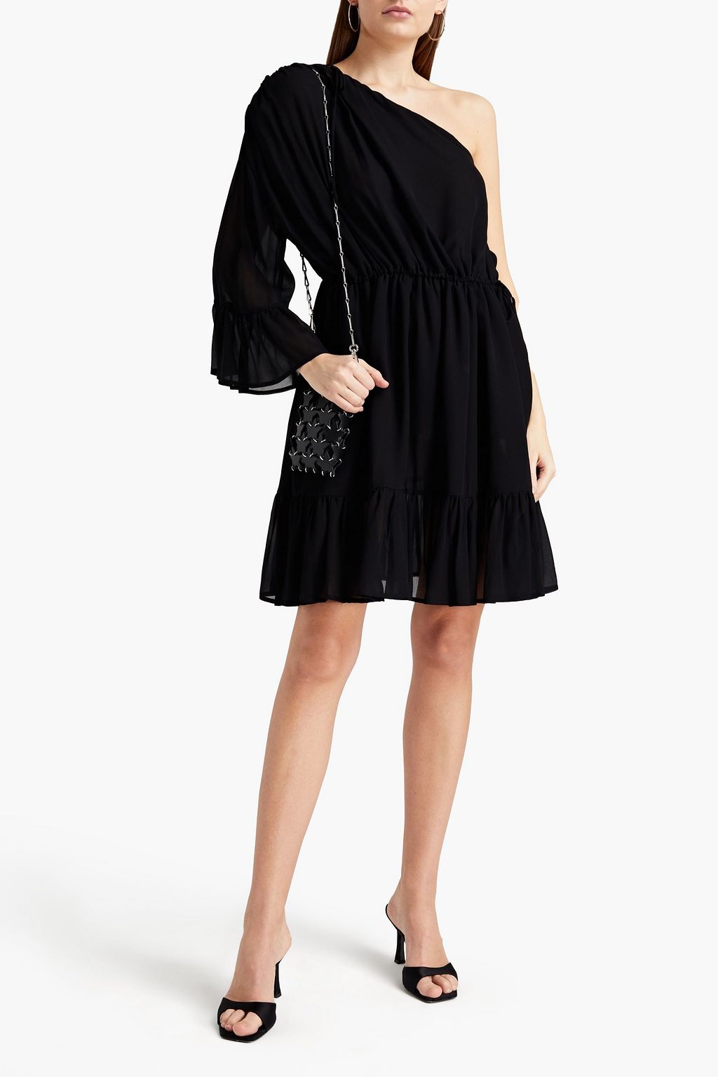 MSGM One-shoulder gathered georgette mini dress