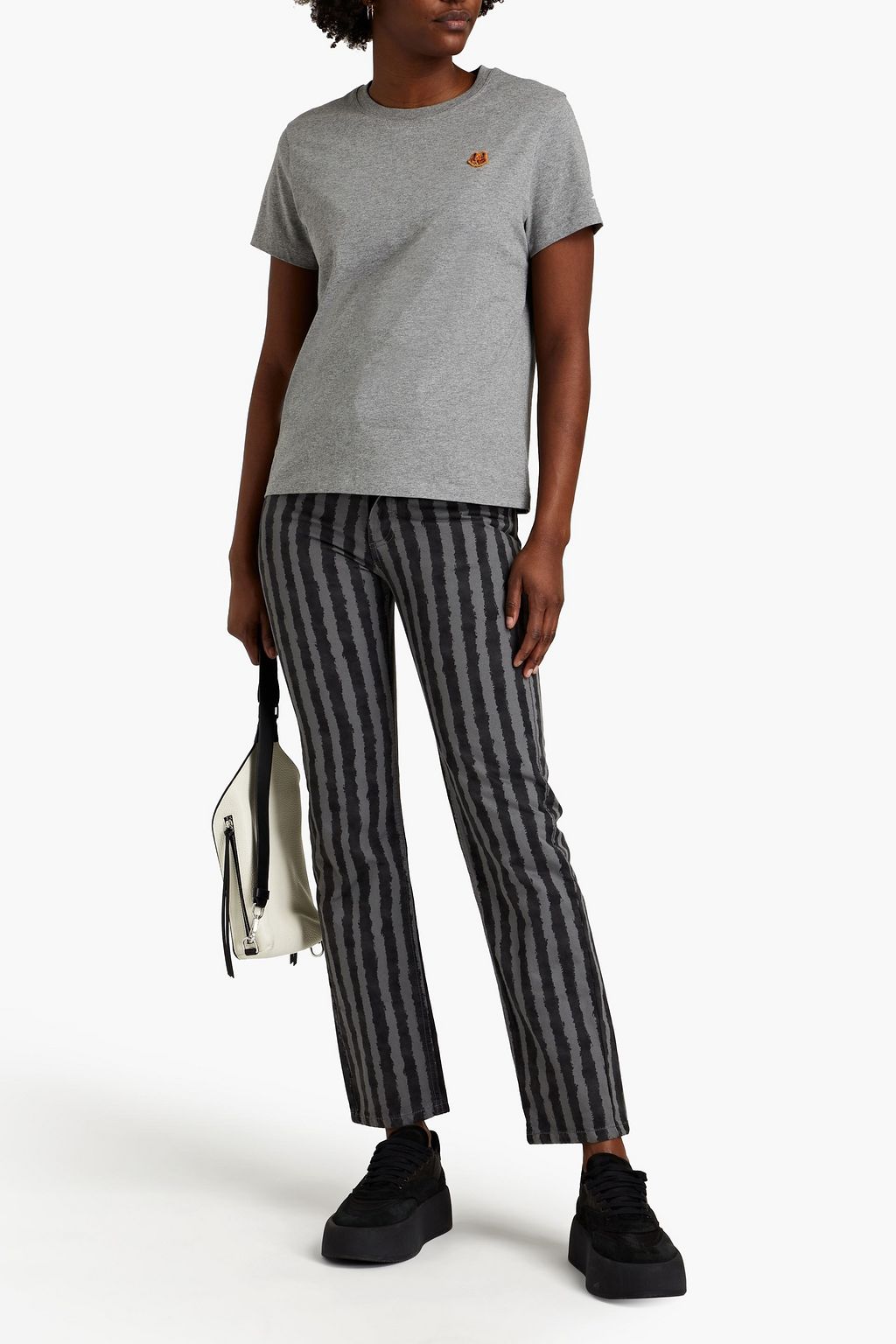 KENZO X KANSAI YAMAMOTO Striped high-rise straight-leg jeans