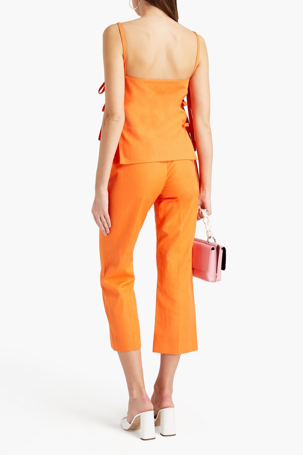 MSGM Lace-up cotton and linen-blend top