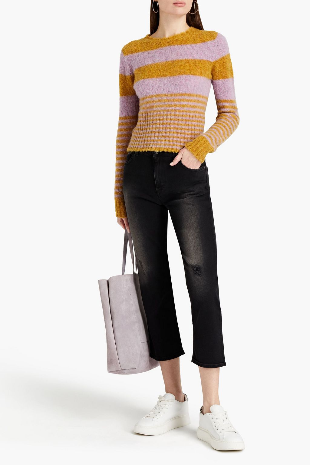ACNE STUDIOS Cropped distressed high-rise straight-leg jeans