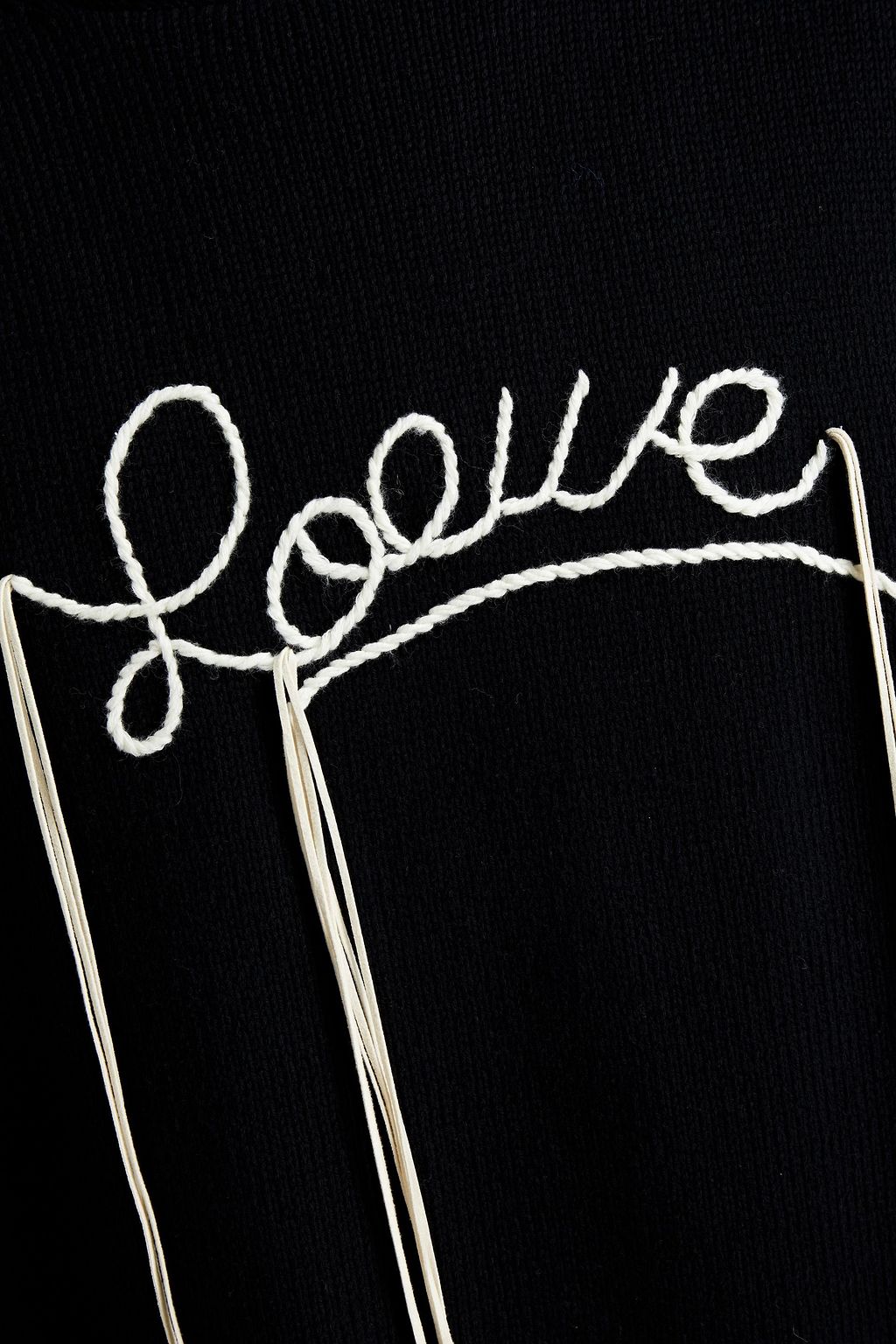 LOEWE Pullover aus Baumwolle mit Lederbesatz, Fransen und Stickereien