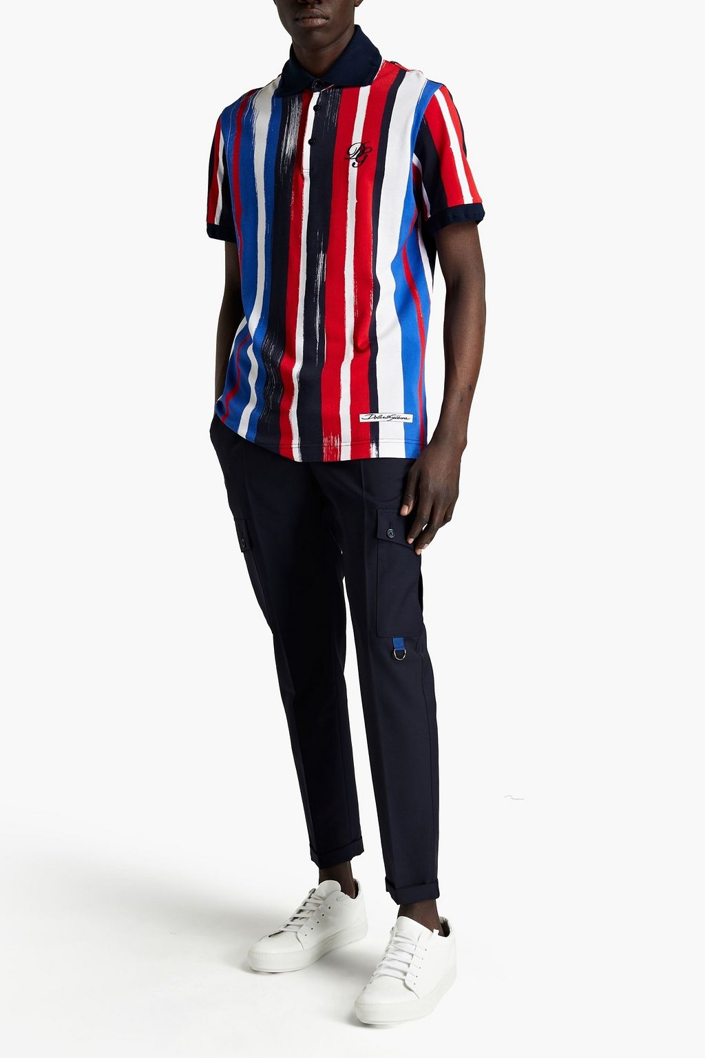DOLCE&GABBANA Striped cotton-piqué polo shirt