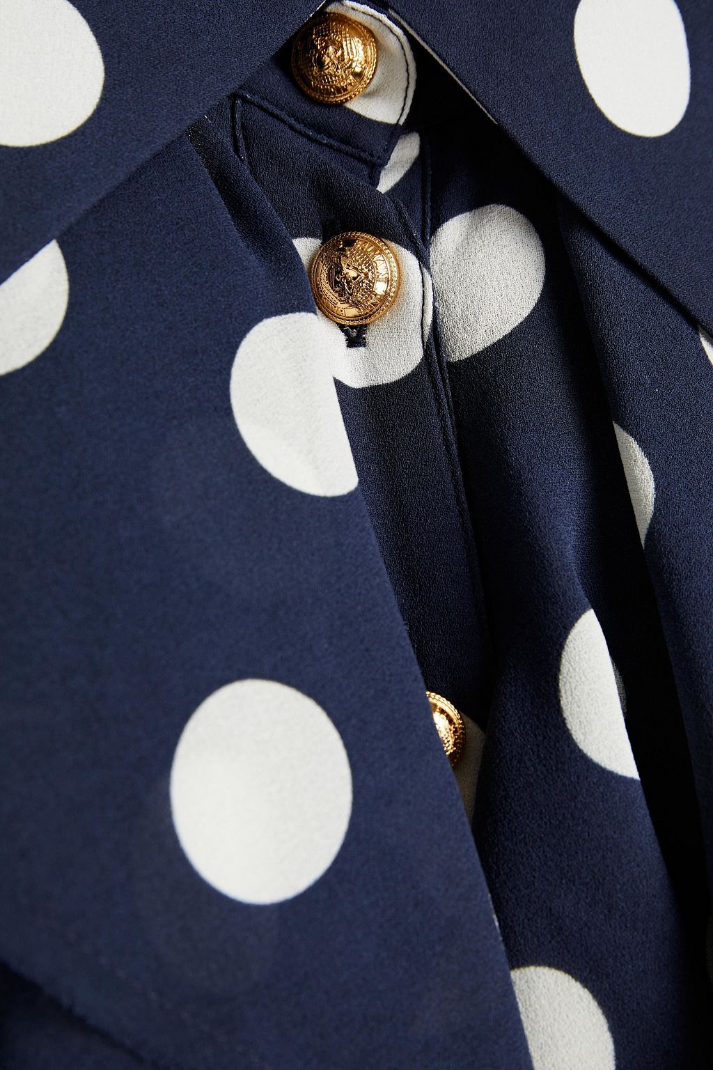 BALMAIN Ruffled polka-dot silk-chiffon blouse