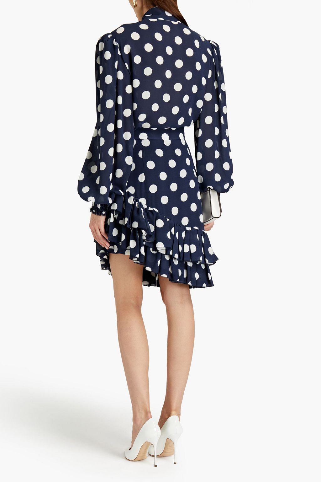 BALMAIN Ruffled polka-dot silk-chiffon blouse