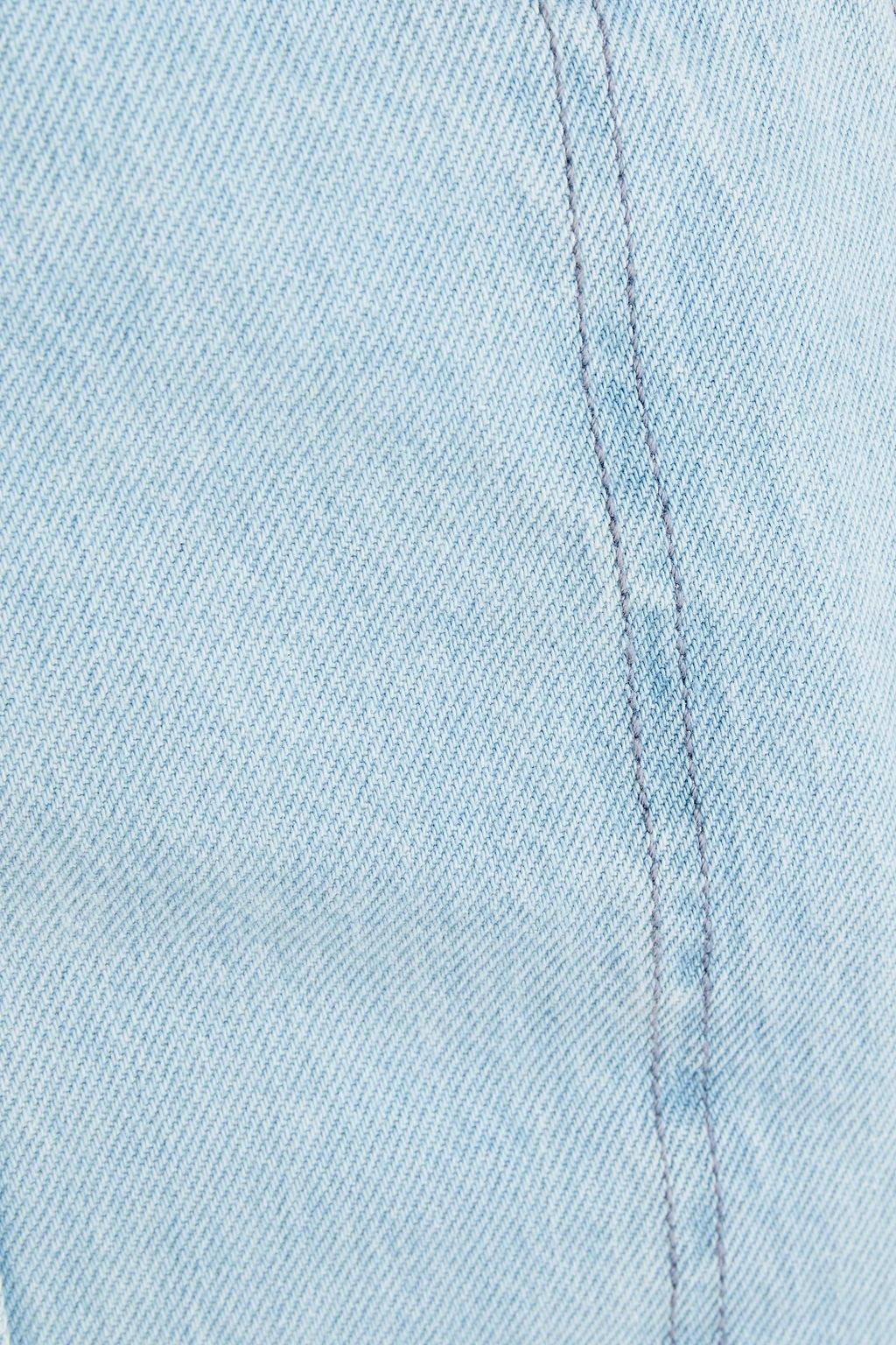 KENZO Appliquéd faded denim mini skirt