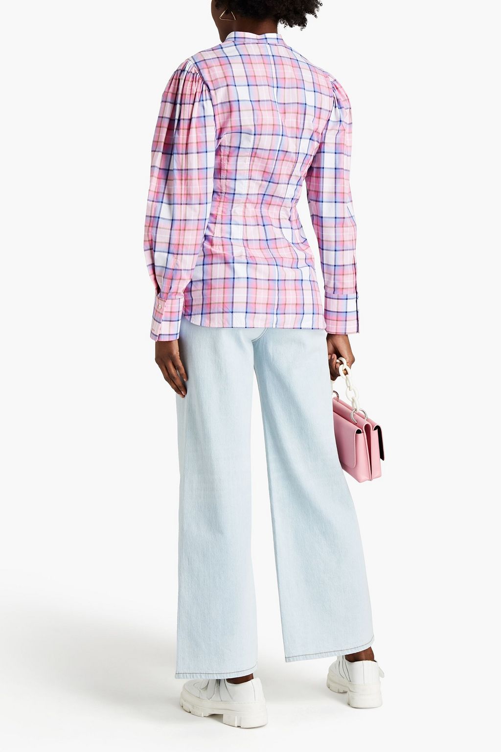 MSGM Checked cotton-poplin blouse