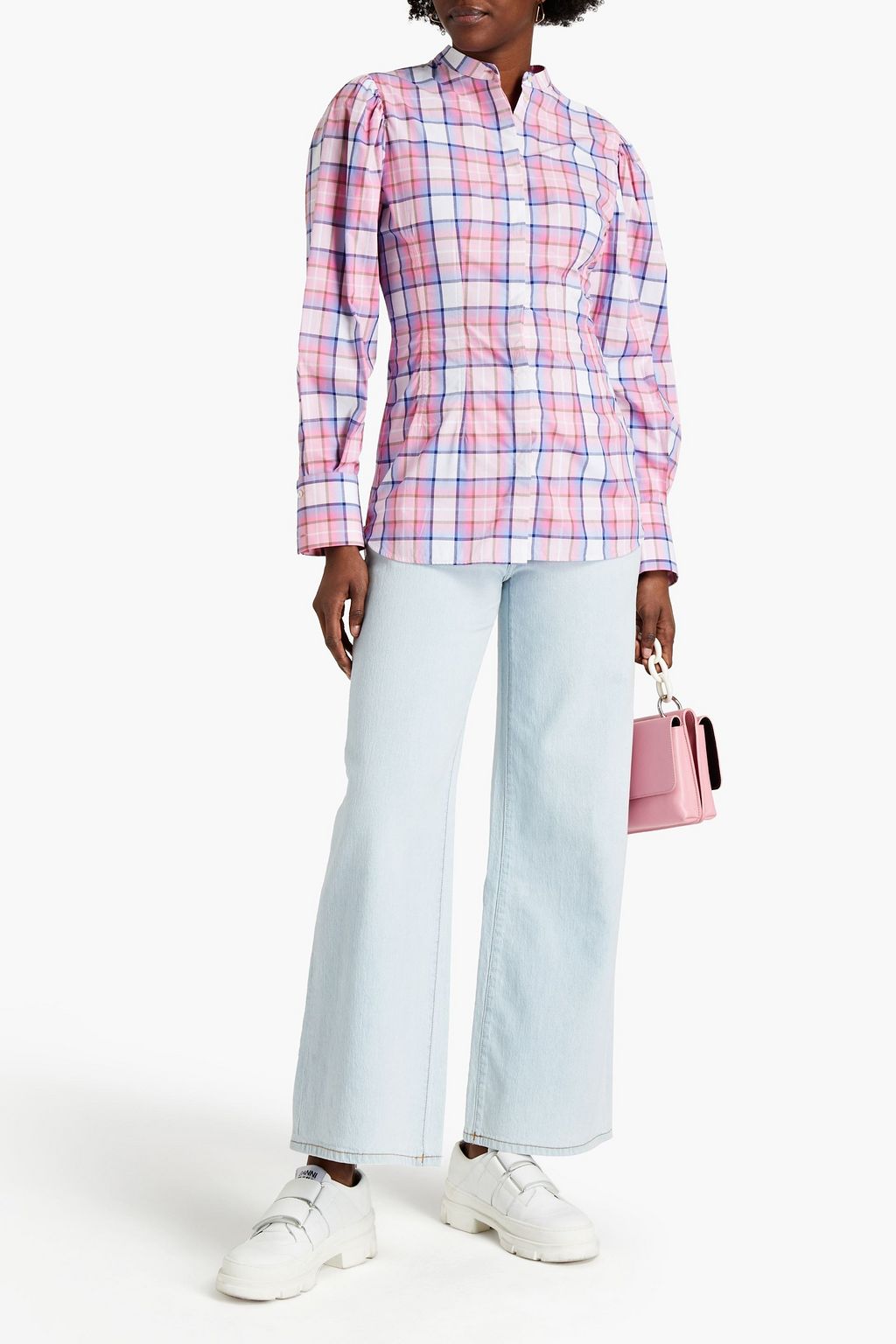 MSGM Checked cotton-poplin blouse