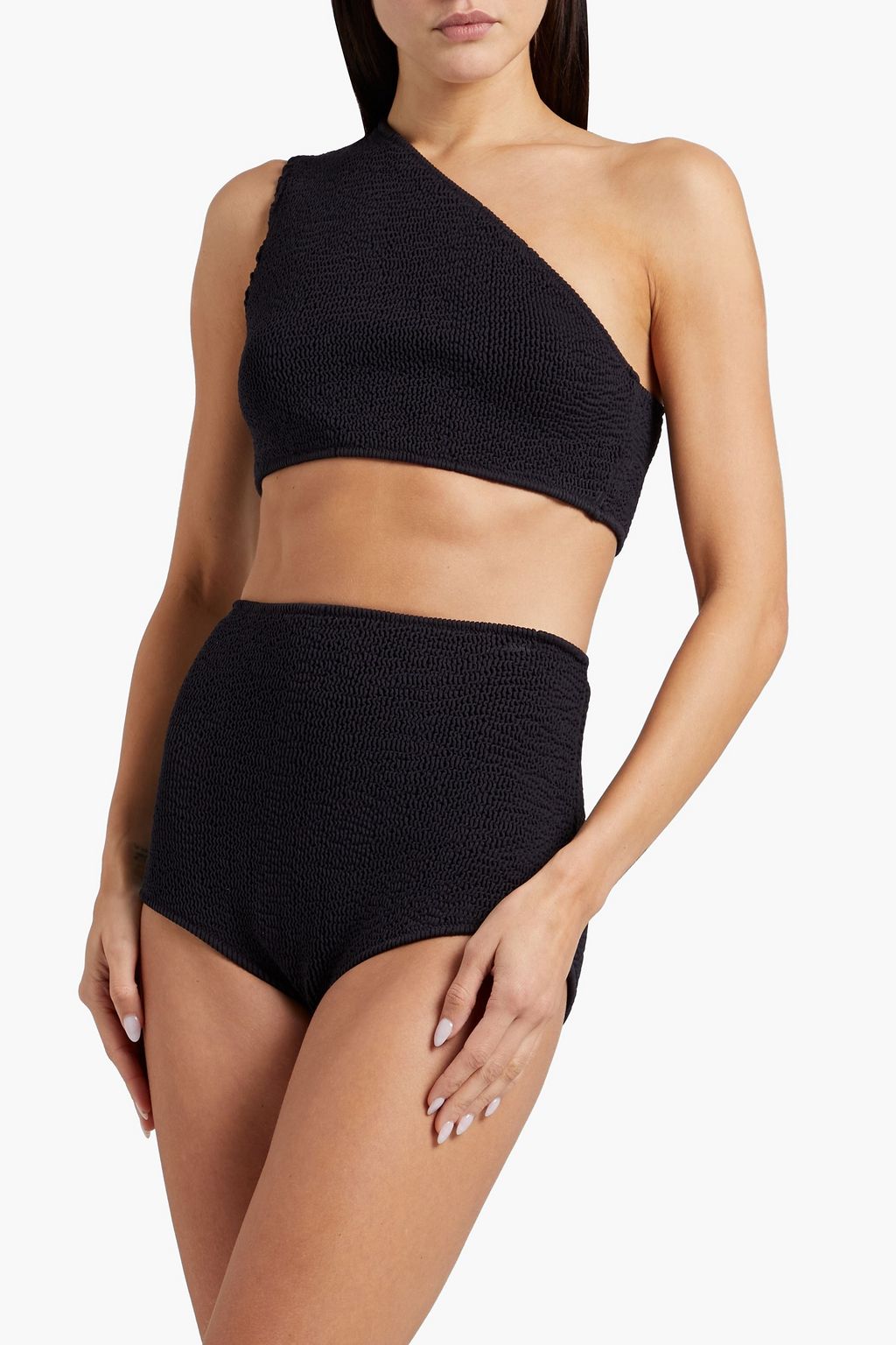 BOTTEGA VENETA One-shoulder seersucker bikini