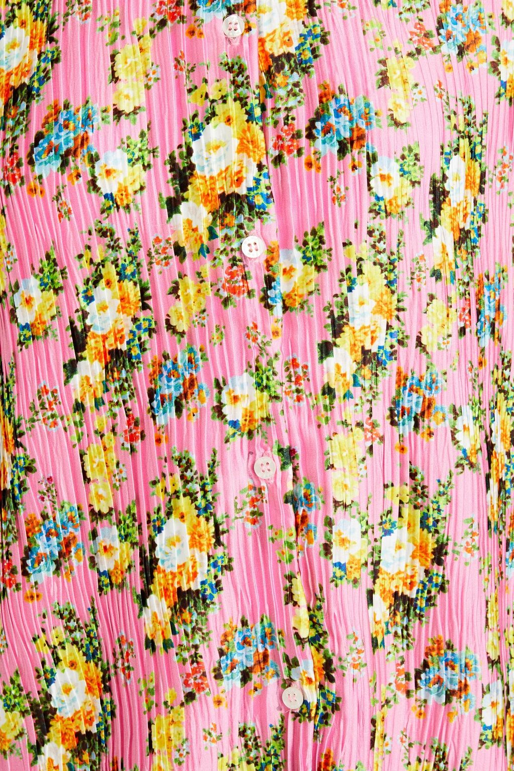 MSGM Floral-print plissé-satin shirt