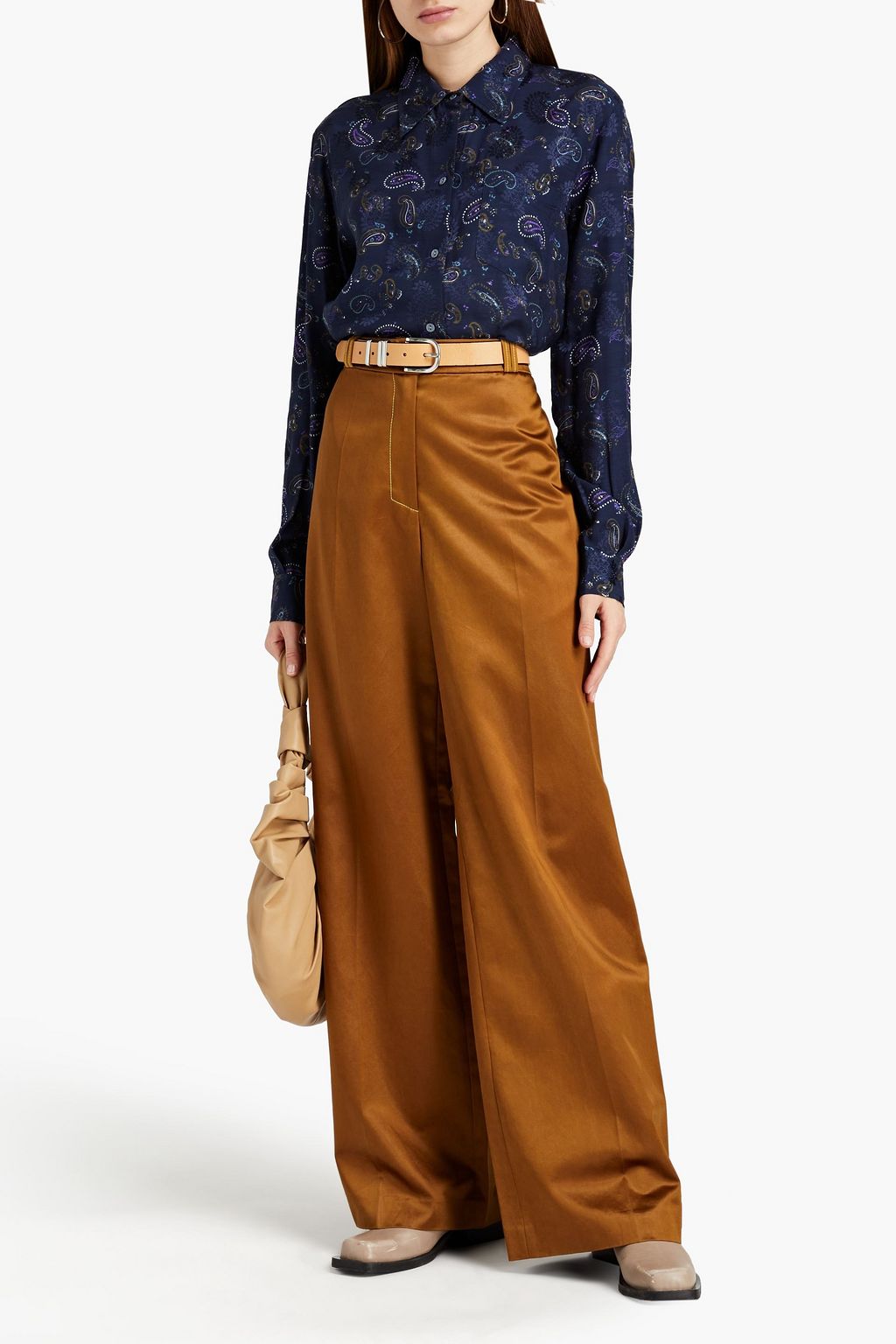 ACNE STUDIOS Cotton-blend satin wide-leg pants