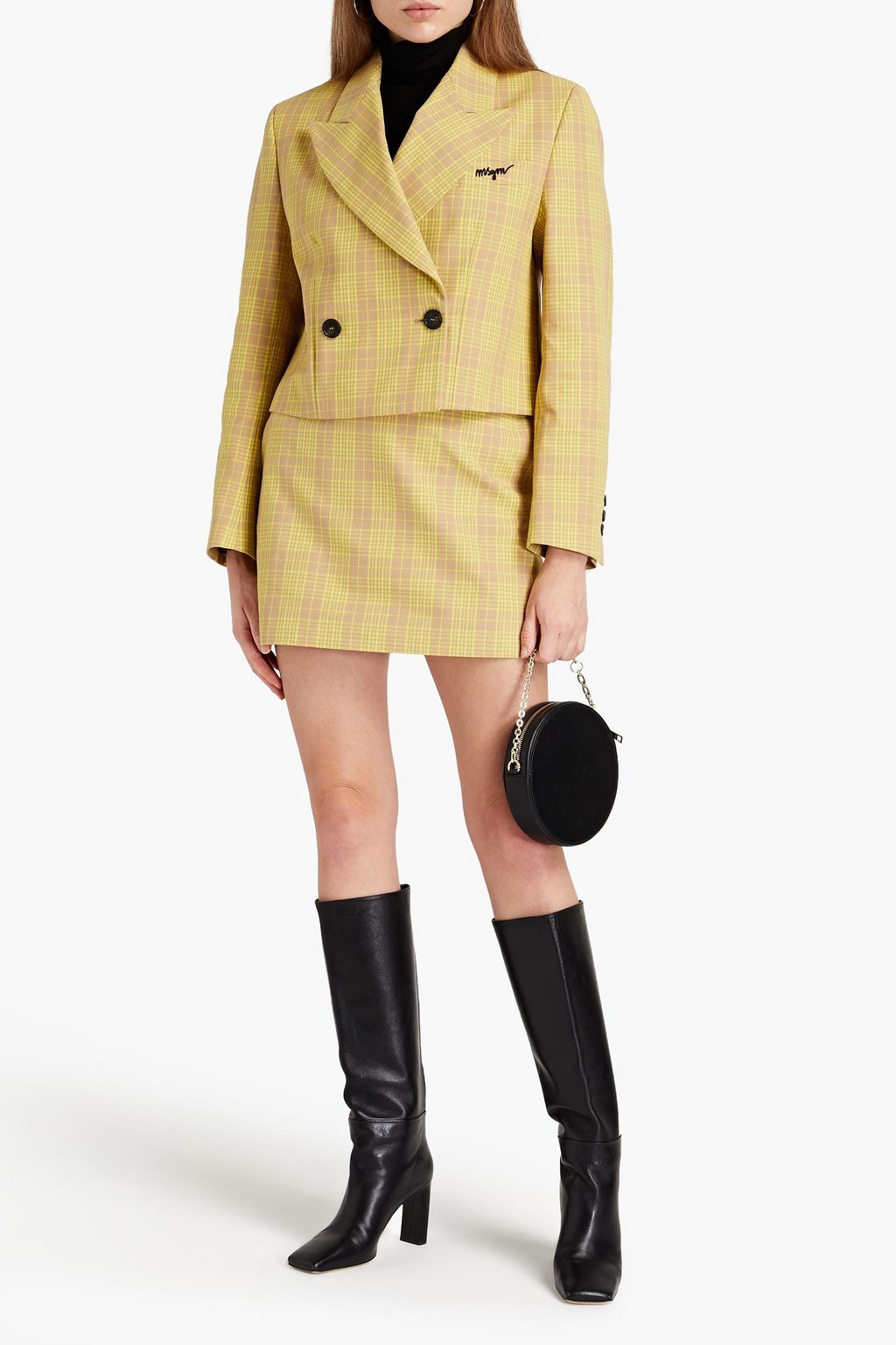 MSGM Checked cotton-twill mini skirt