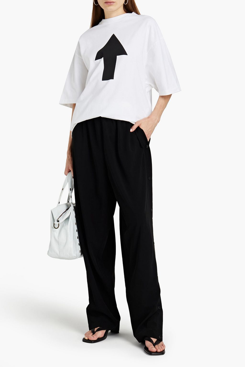 BALENCIAGA Snap-detailed crepe tapered pants