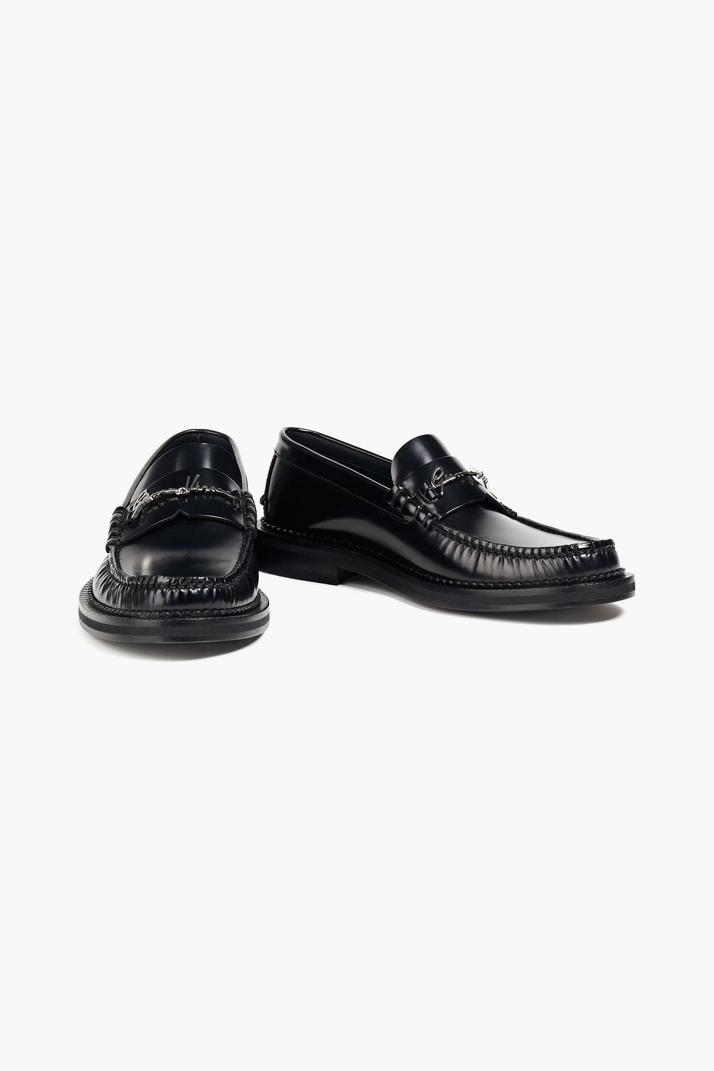 VERSACE Embellished leather loafers