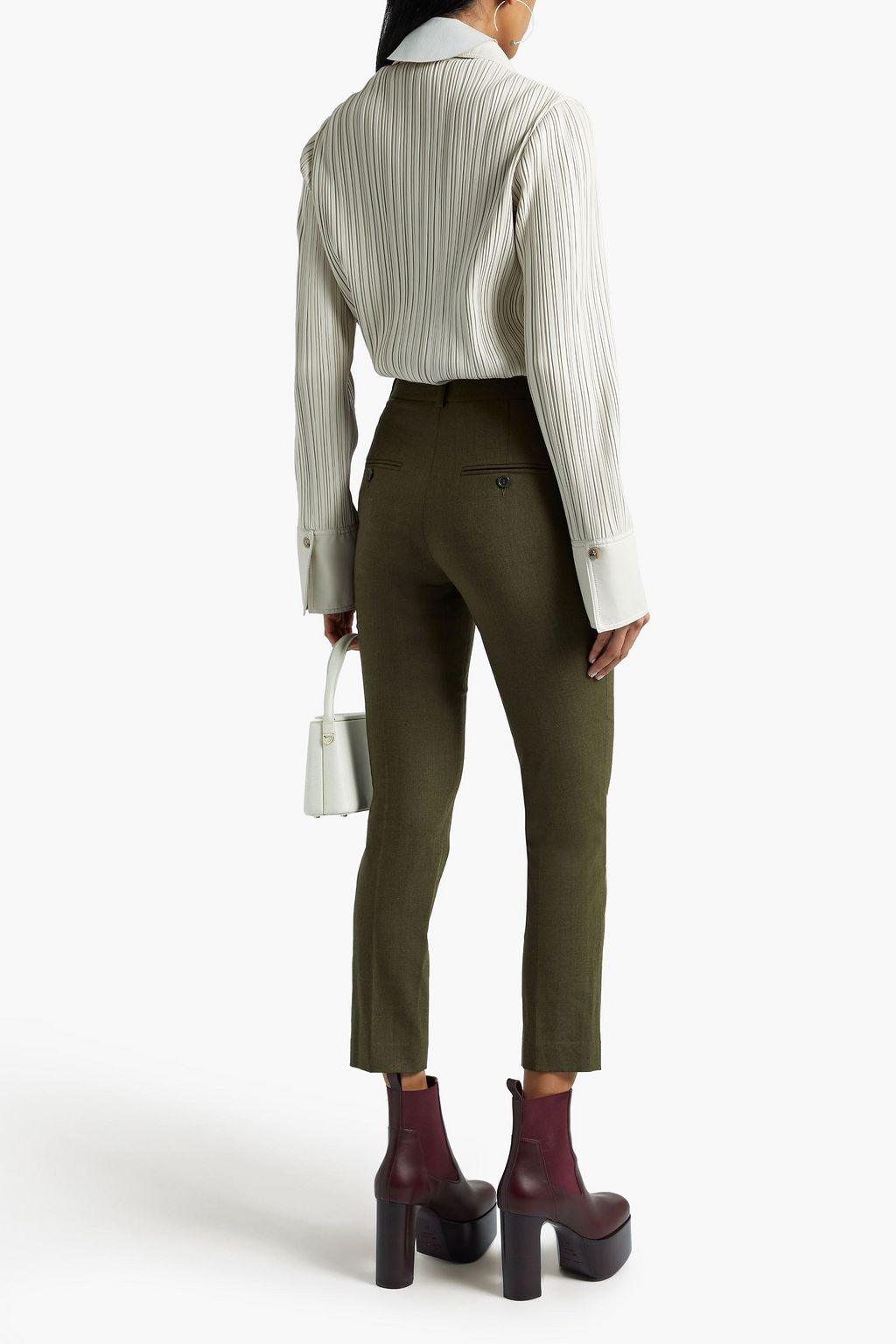 MICHAEL KORS COLLECTION Samantha cropped wool-blend twill slim-leg pants