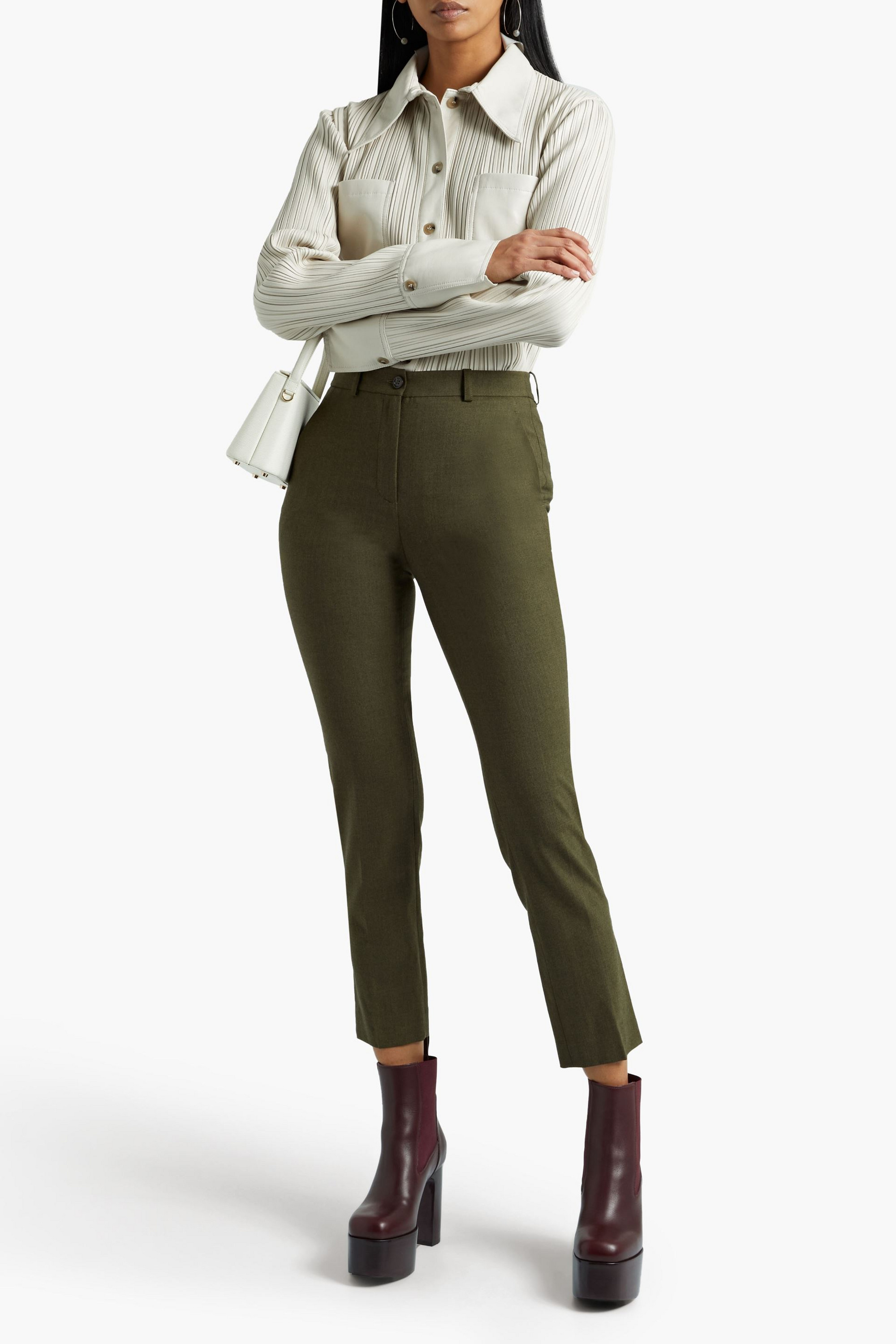 MICHAEL KORS COLLECTION Samantha cropped wool-blend twill slim-leg pants