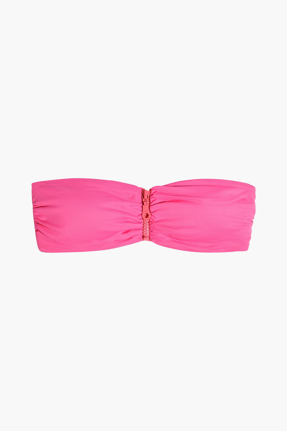 Melissa Odabash Cayman Ruched Bandeau Bikini Top In Bright Pink
