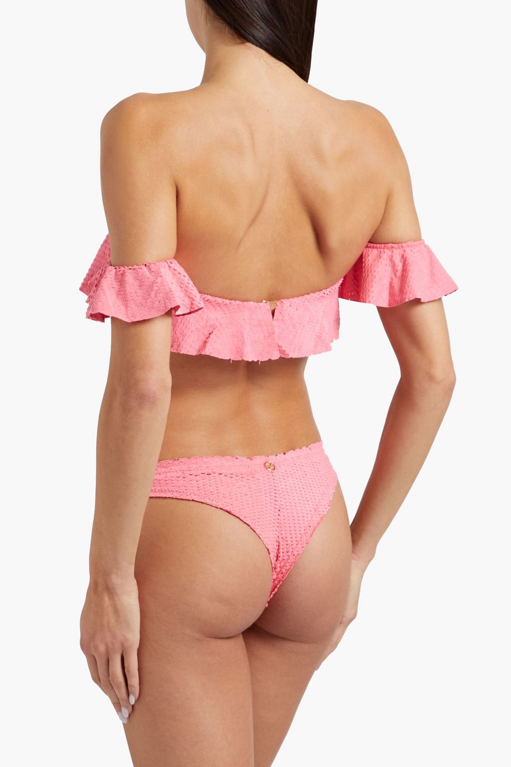 VIX PAULA HERMANNY Natalie off-the-shoulder ruffled laser-cut bikini top