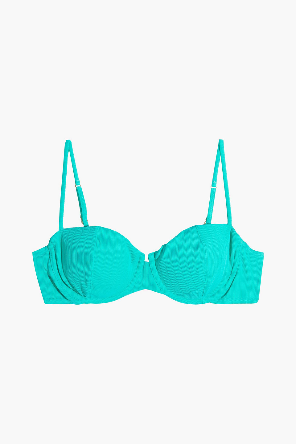 Vix Paula Hermanny Nissi Tie-back Ribbed Bikini Top In Turquoise