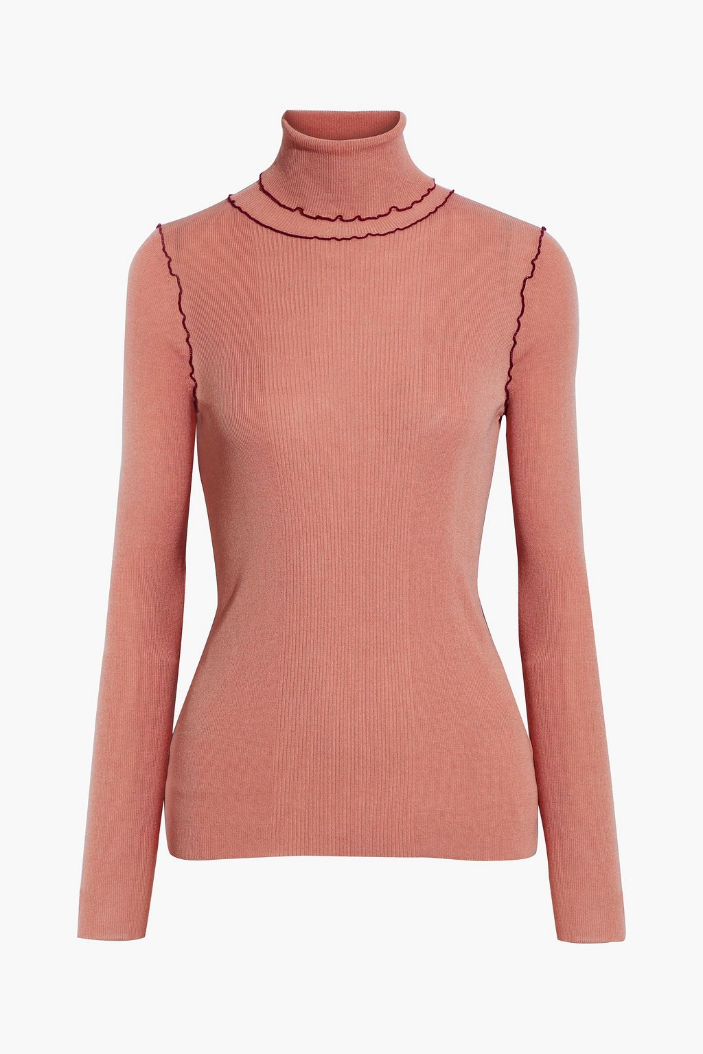 Antique rose Ribbed-knit turtleneck 