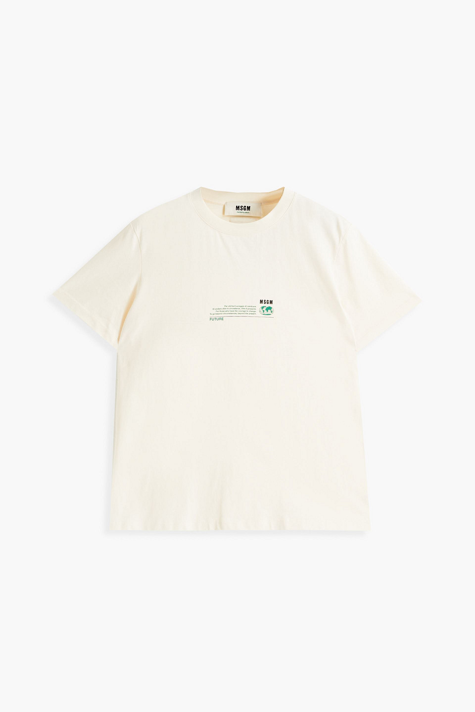 Msgm Woman Appliquéd Printed Cotton-jersey T-shirt Ecru Size L
