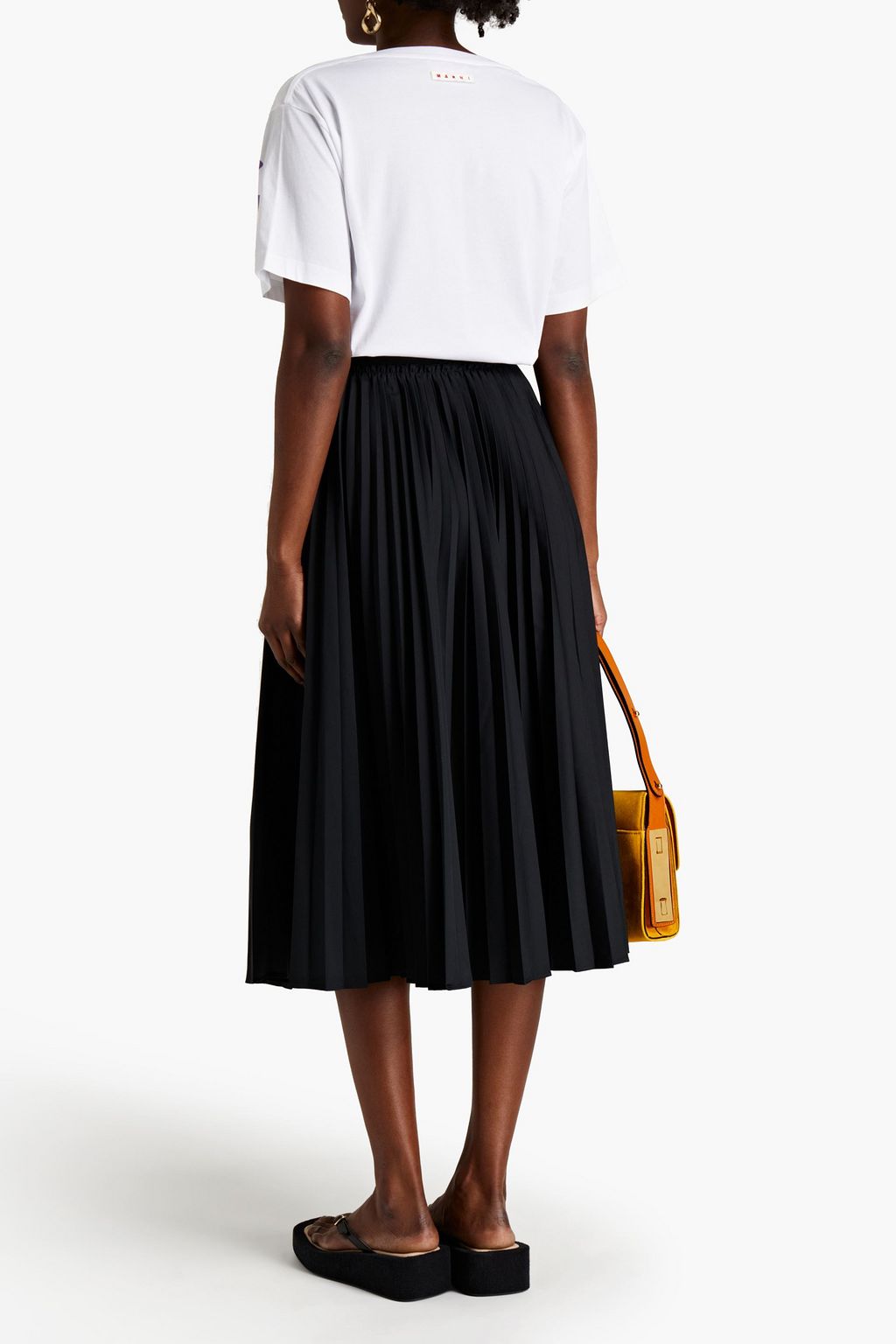 MARNI Pleated taffeta midi skirt