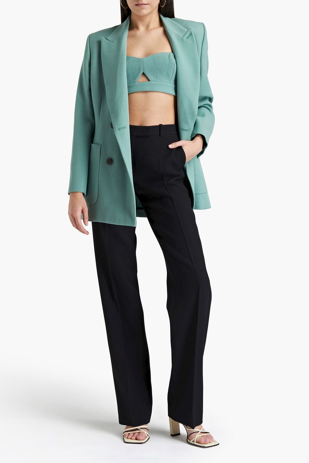 AMI ALEXANDRE MATTIUSSI Cutout wool-twill bra top