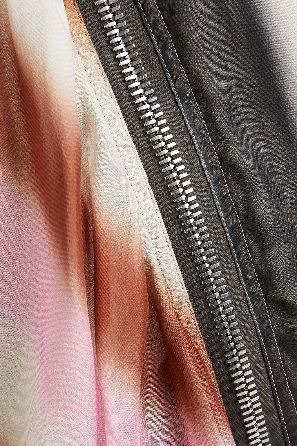 RICK OWENS Draped printed silk-chiffon bomber jacket