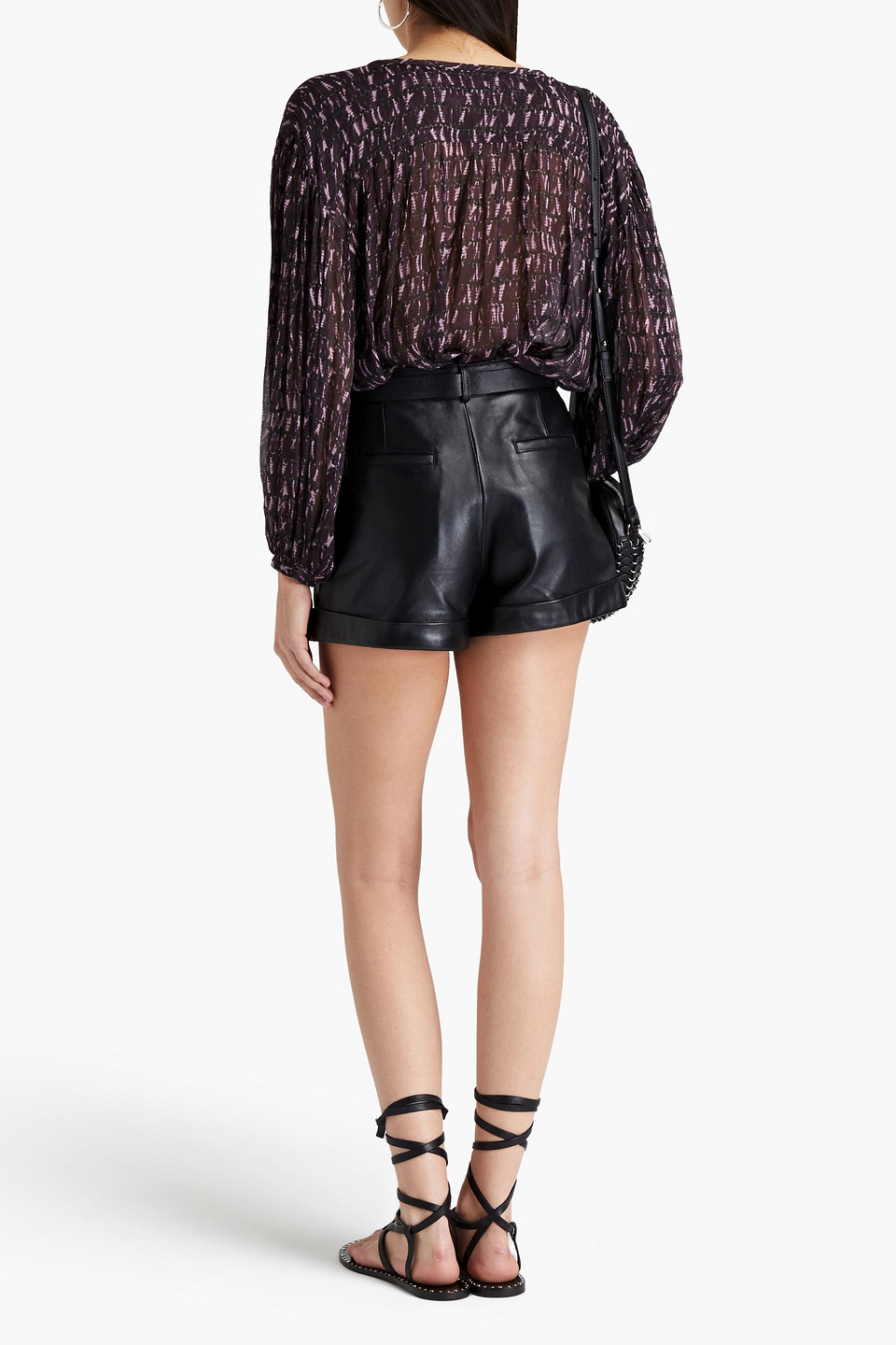 Isabel Marant Étoile Oversized Gathered Tie-dyed Crepon Blouse In Dark Purple